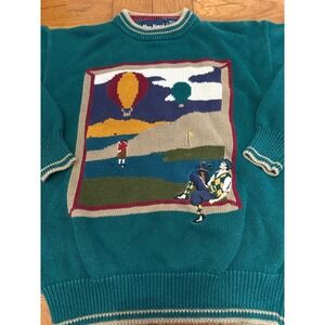 vtg par four knitted golf sweater with embroidered golfer medium
